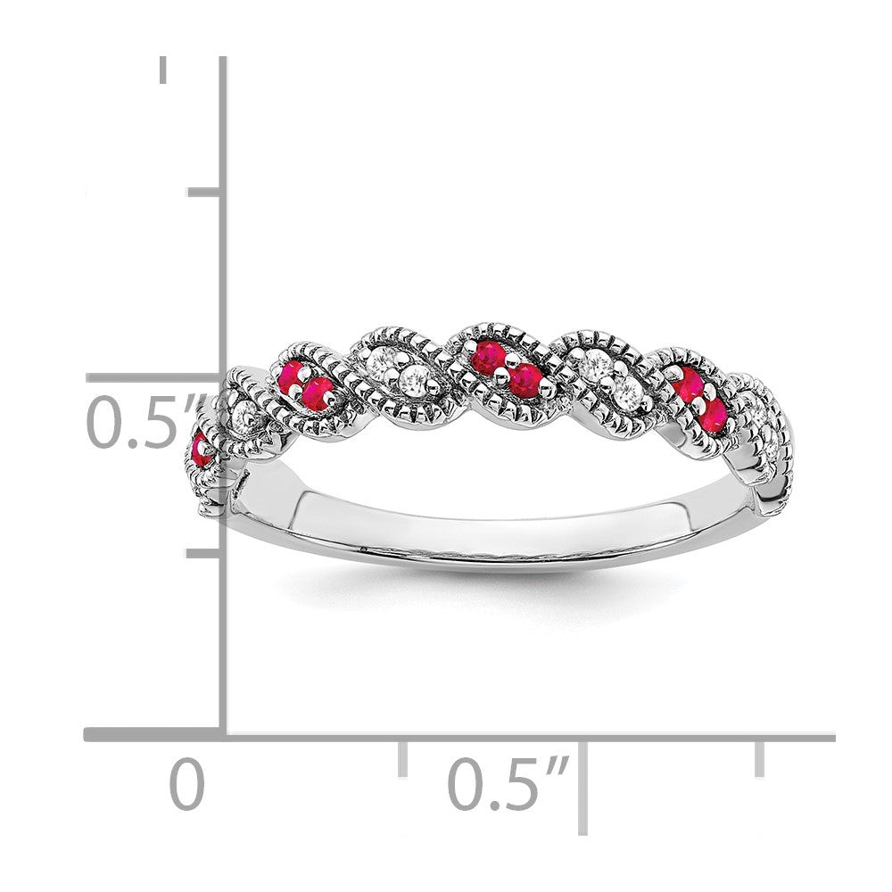 14k White Gold Ruby and Diamond Twist Band