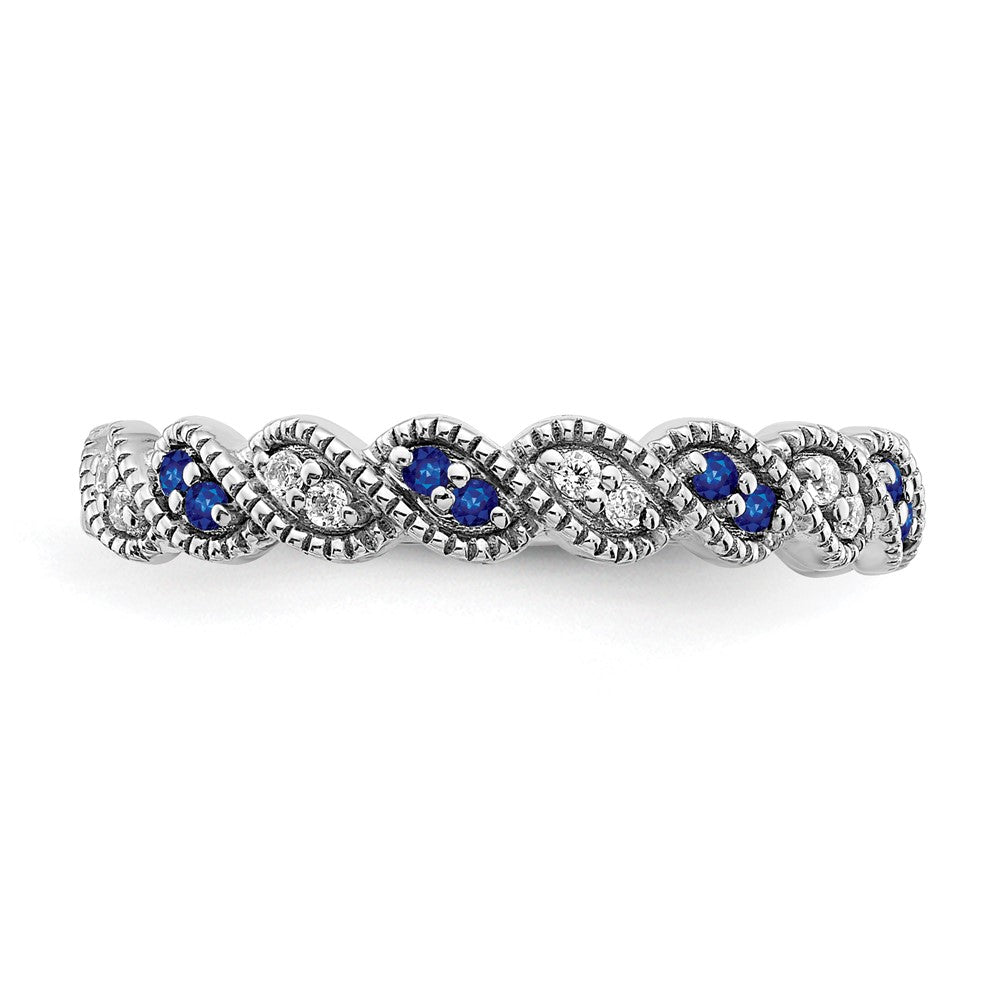 14k White Gold Sapphire and Diamond Twist Band