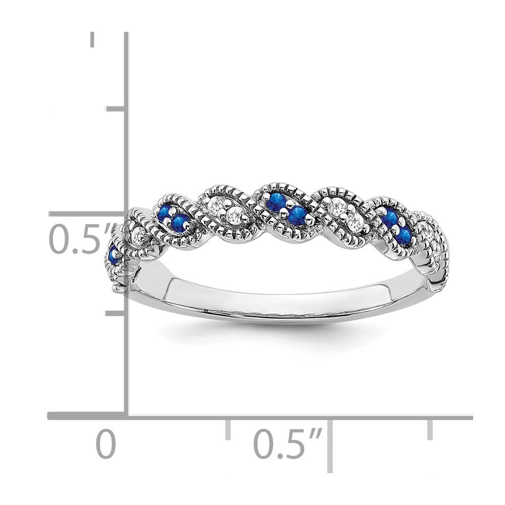 14k White Gold Sapphire and Diamond Twist Band