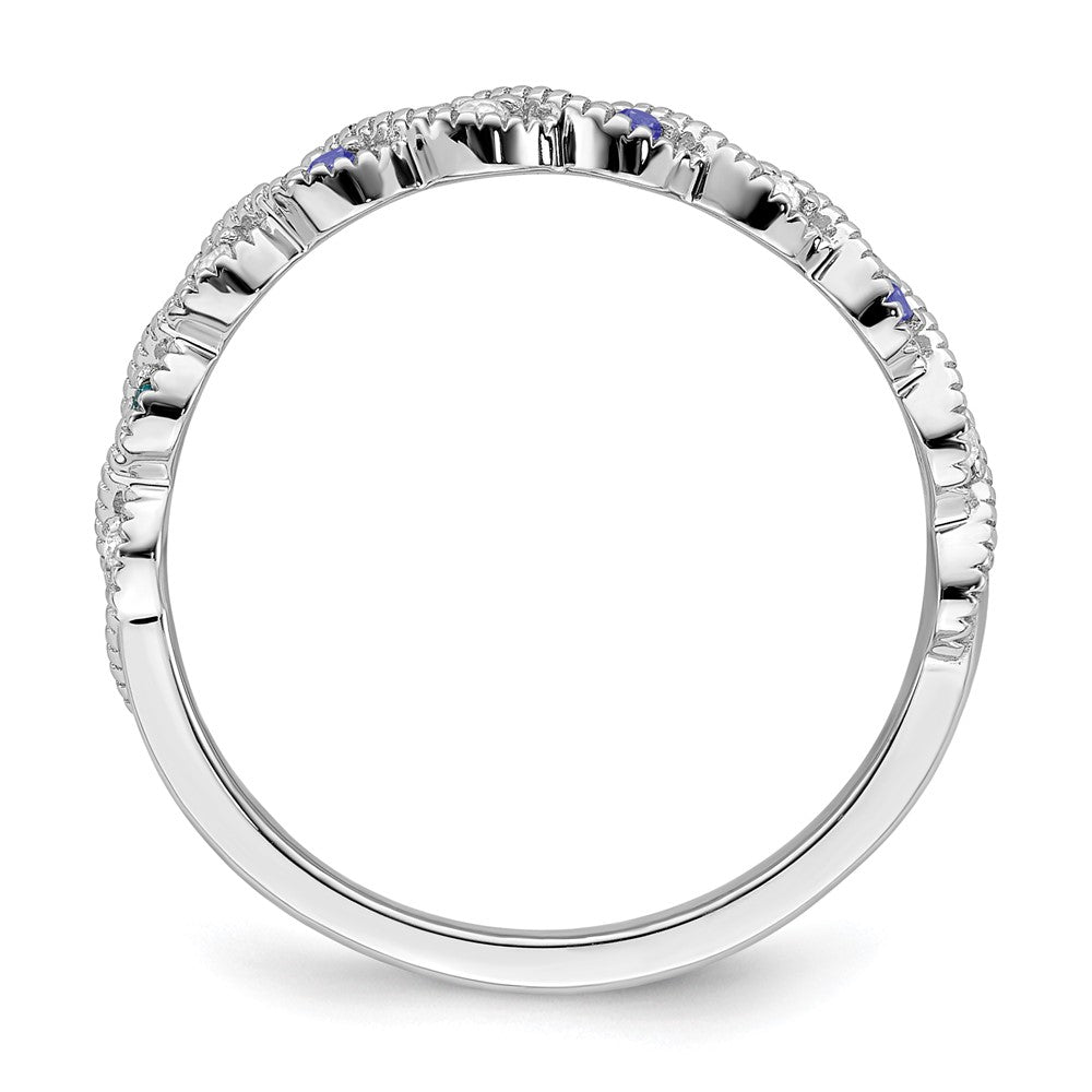 14k White Gold Tanzanite and Diamond Twist Band