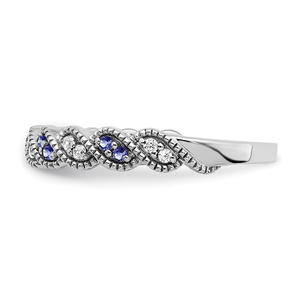 14k White Gold Tanzanite and Diamond Twist Band