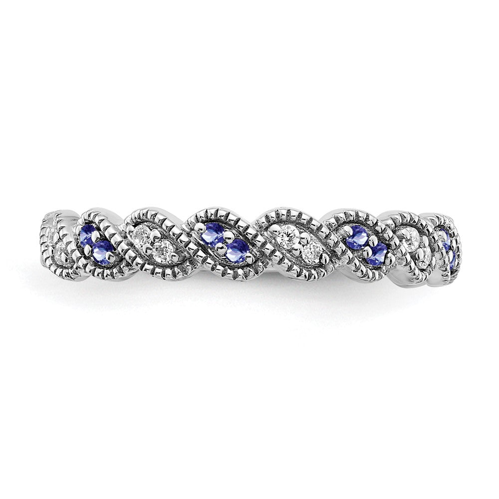 14k White Gold Tanzanite and Diamond Twist Band