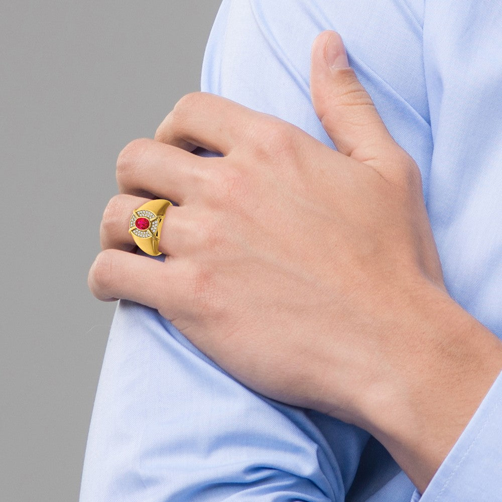 14k Ruby and Diamond Mens Ring