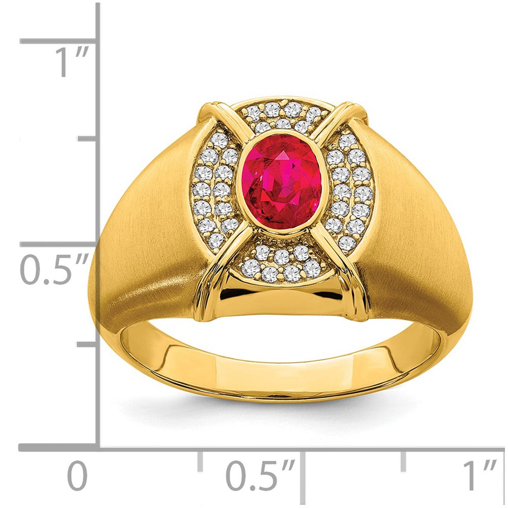 14k Ruby and Diamond Mens Ring