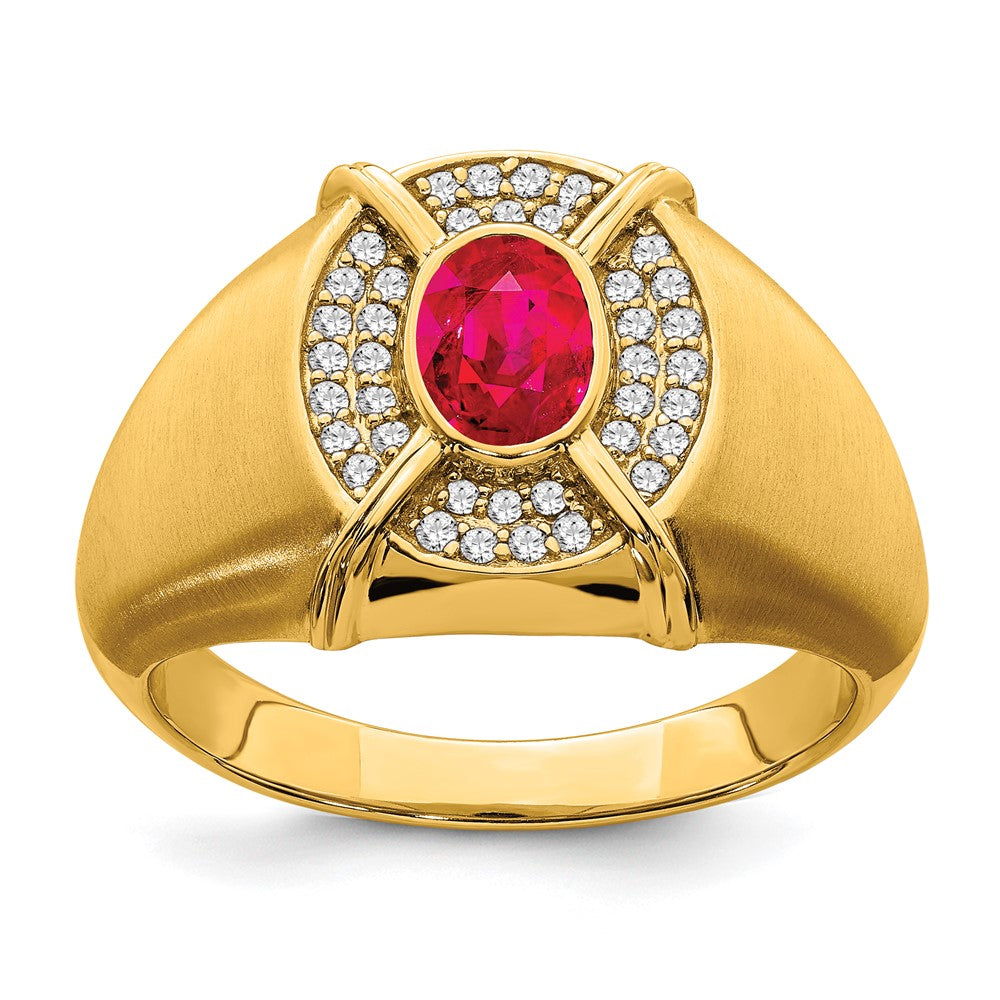 14k Ruby and Diamond Mens Ring