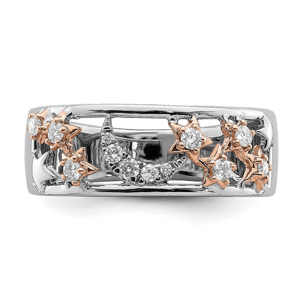 14k Two-tone Moon and Stars Diamond Band