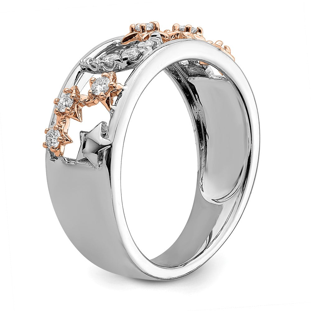 14k Two-tone Moon and Stars Diamond Band