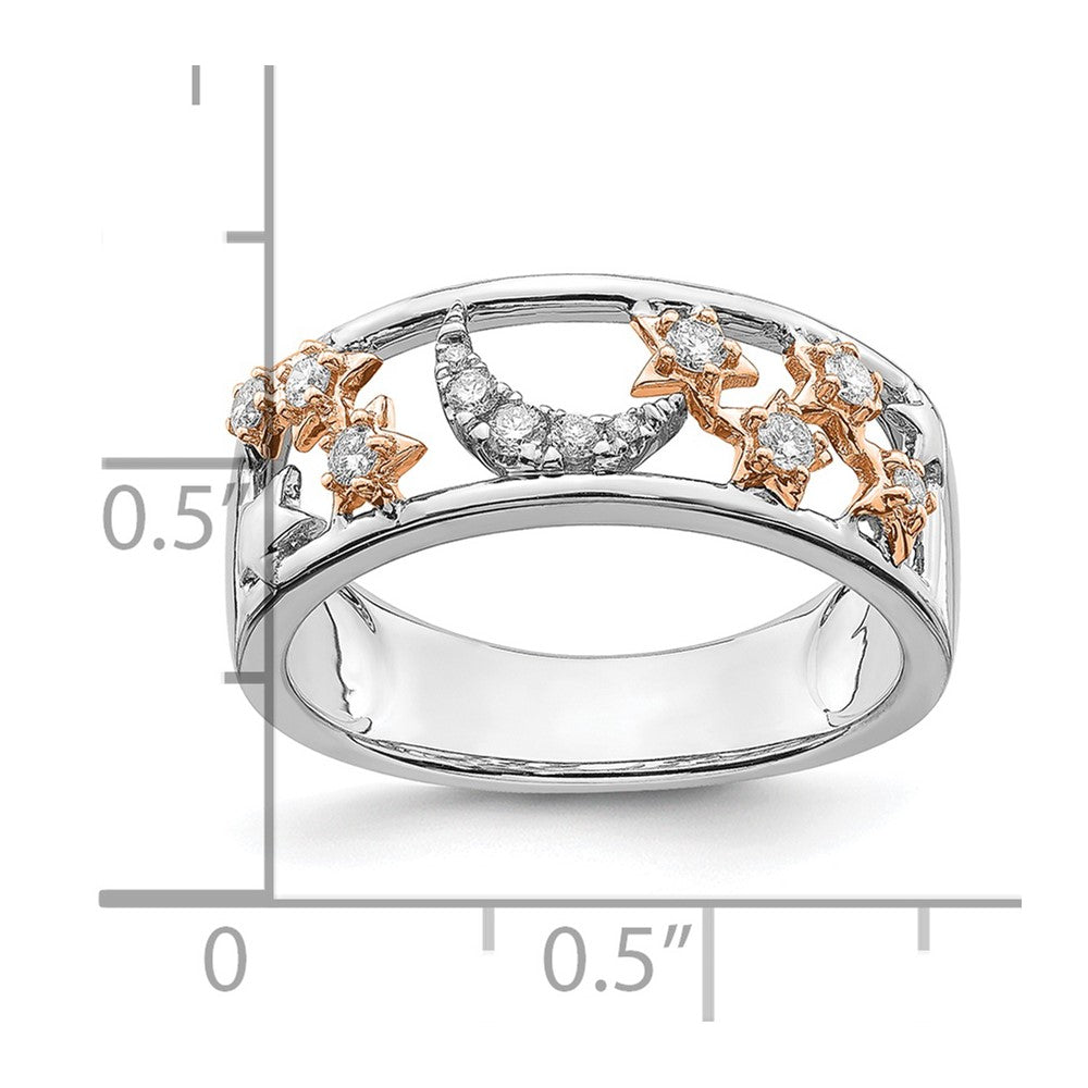 14k Two-tone Moon and Stars Diamond Band