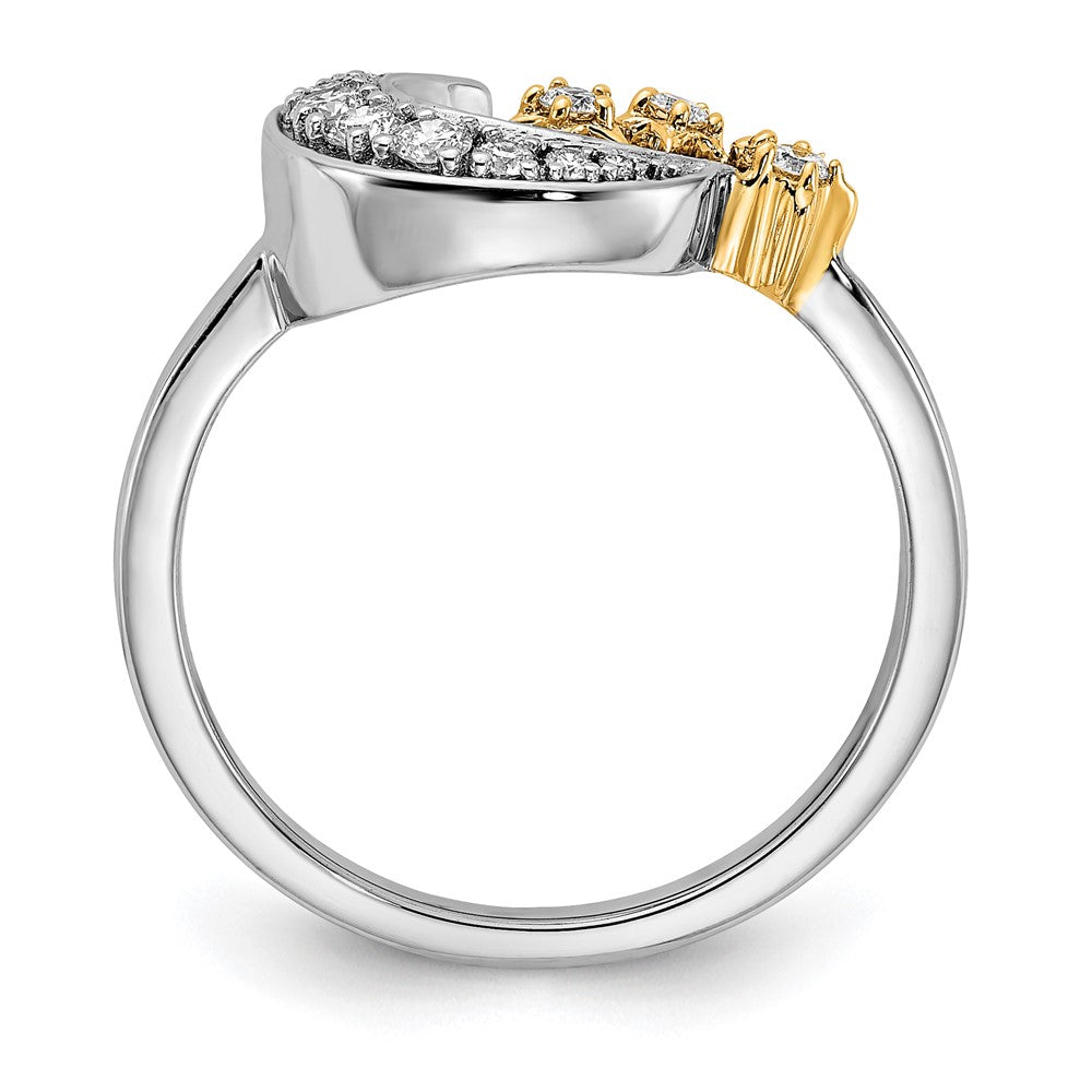 14k Two-tone Diamond Moon w/3-Stars Ring
