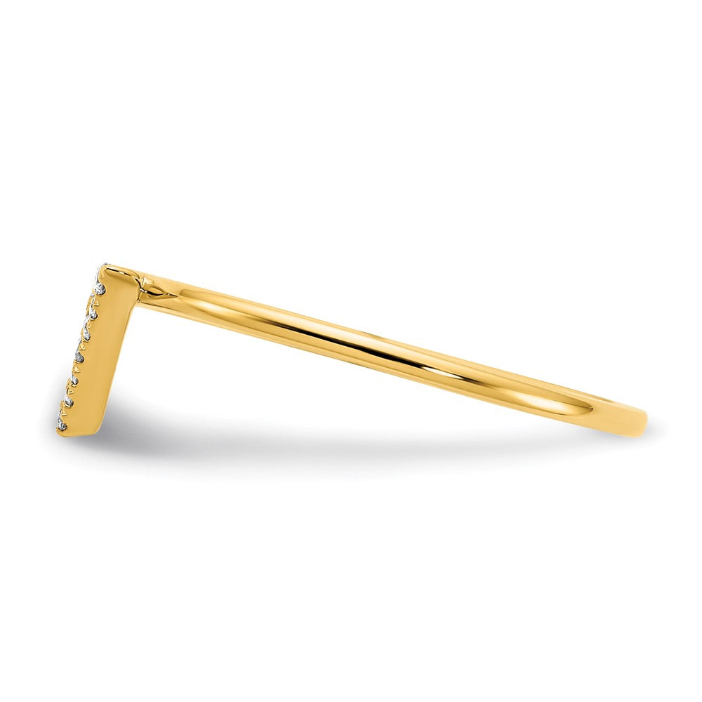 14k Polished Diamond Triangle Ring