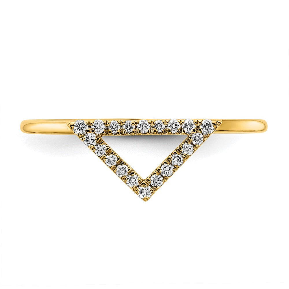 14k Polished Diamond Triangle Ring