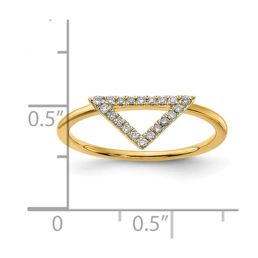 14k Polished Diamond Triangle Ring