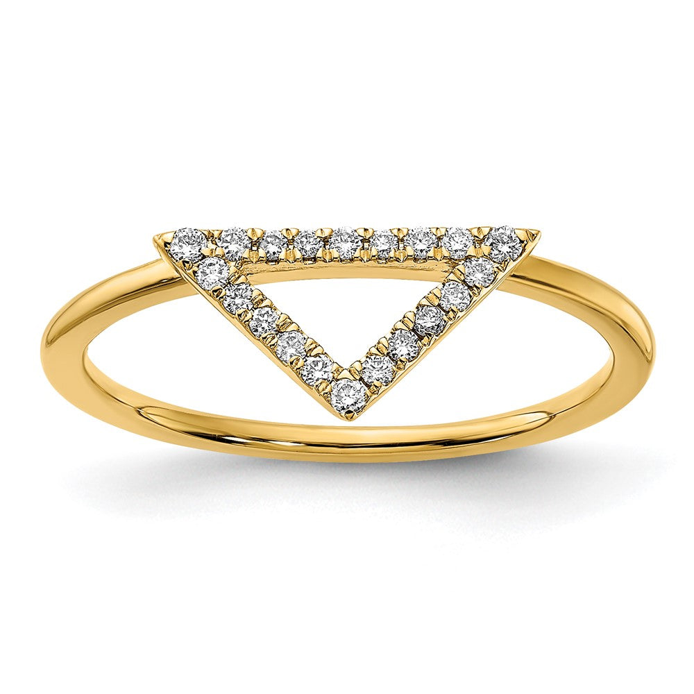 14k Polished Diamond Triangle Ring