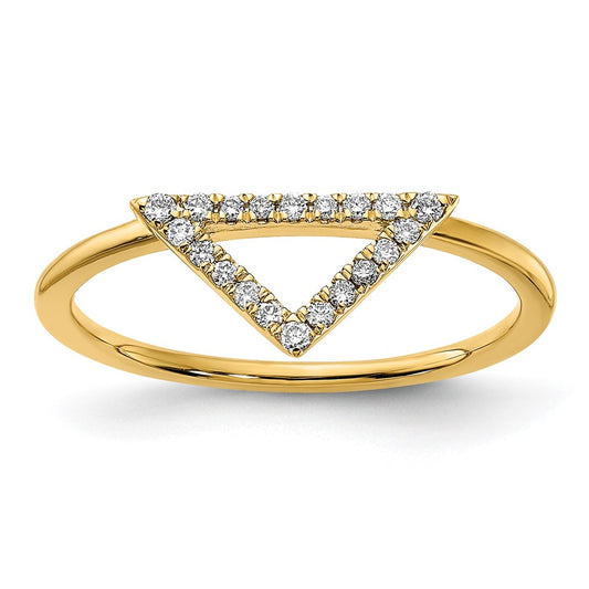 14k Polished Diamond Triangle Ring