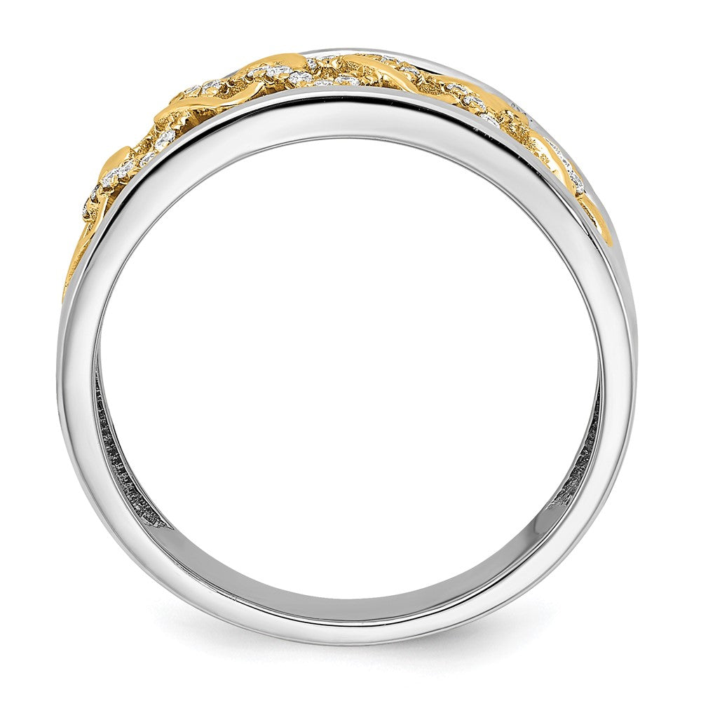 14k Two-tone Polished Fancy Squares Diamond Ring