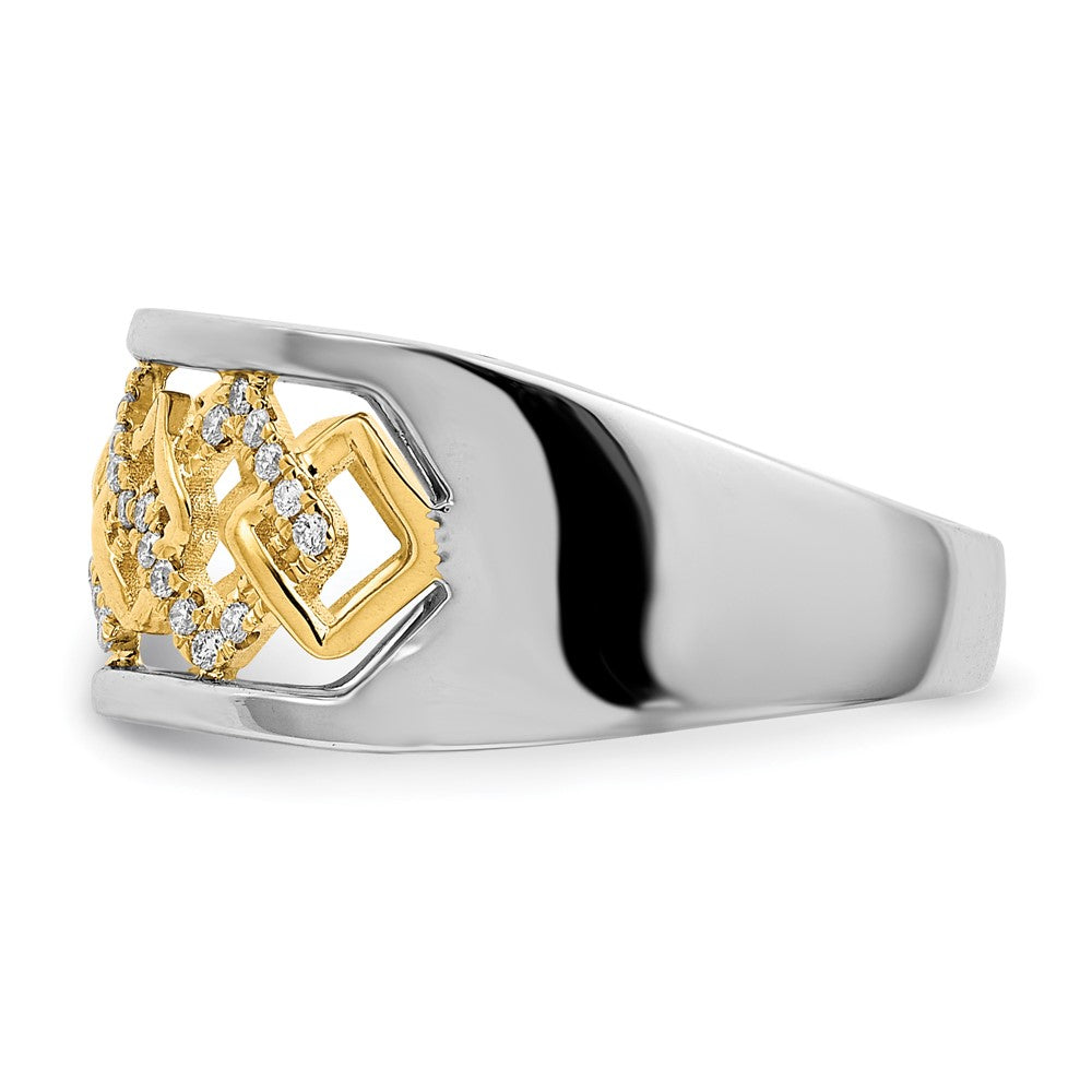 14k Two-tone Polished Fancy Squares Diamond Ring