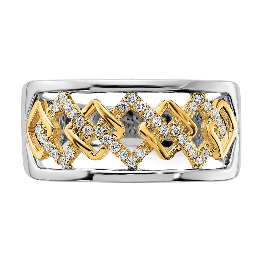 14k Two-tone Polished Fancy Squares Diamond Ring