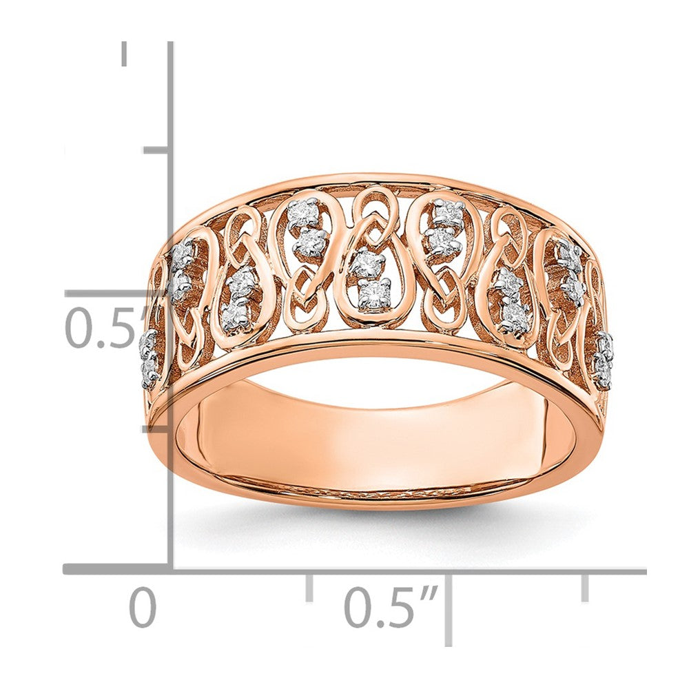 14k Rose Gold Polished Diamond Fancy Filigree Band