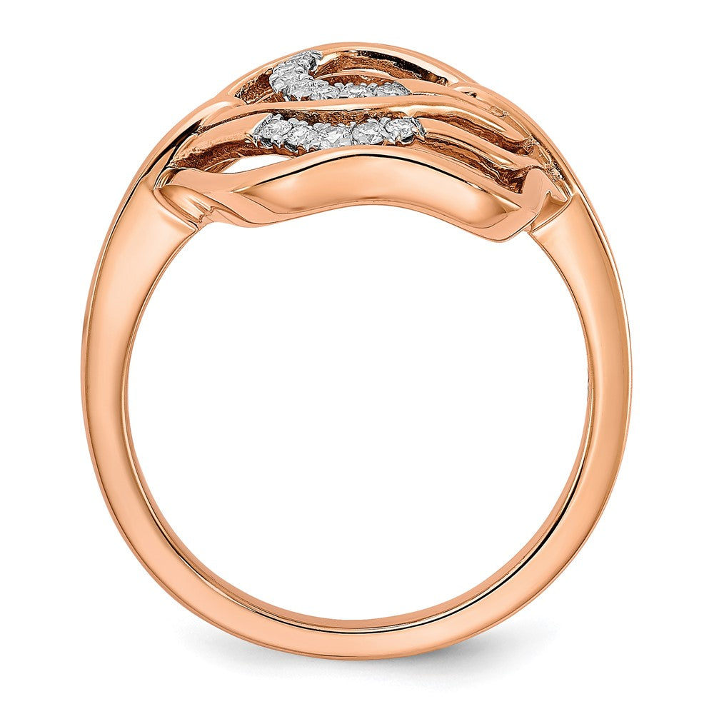 14k Rose Gold Polished Diamond Fancy Swirl Ring