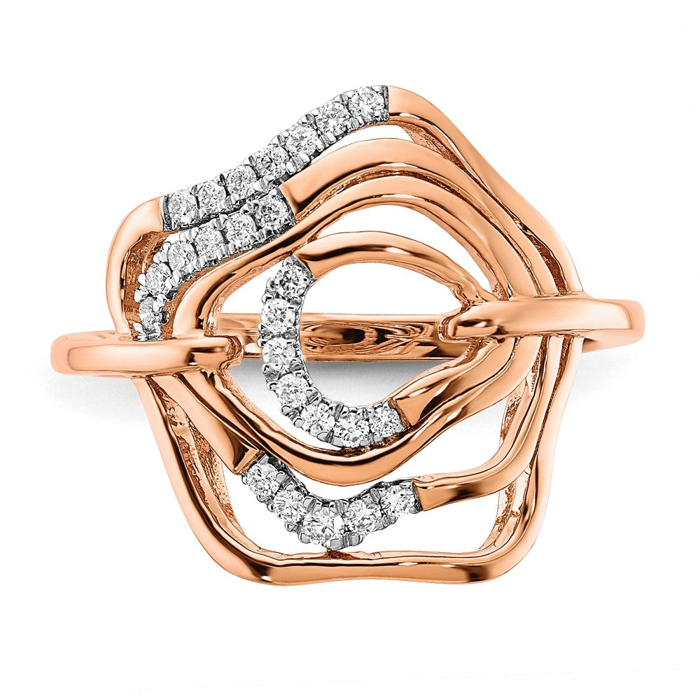 14k Rose Gold Polished Diamond Fancy Swirl Ring