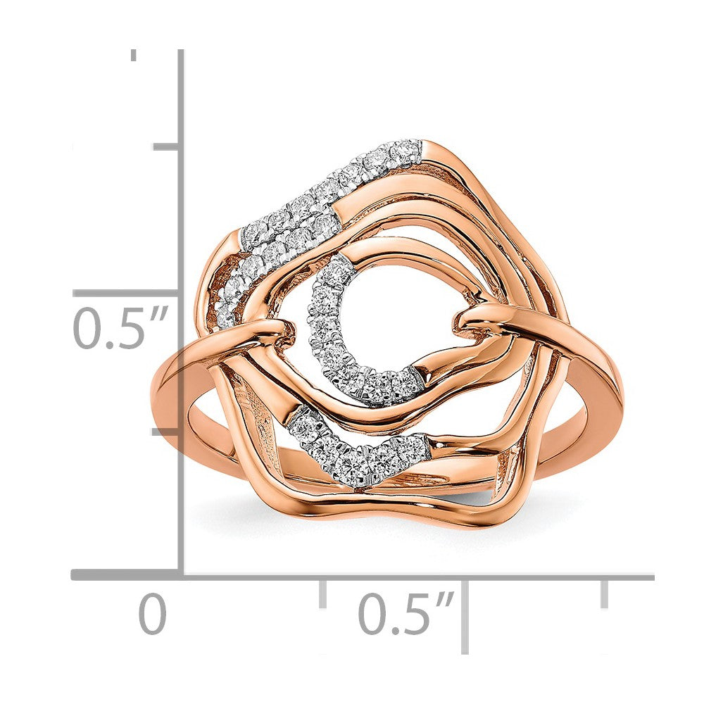 14k Rose Gold Polished Diamond Fancy Swirl Ring