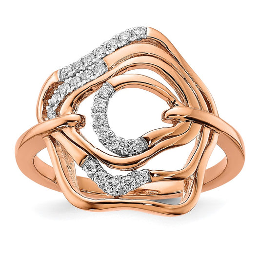 14k Rose Gold Polished Diamond Fancy Swirl Ring