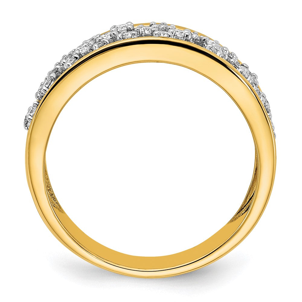 14k Polished Diamond Cluster Center Ring