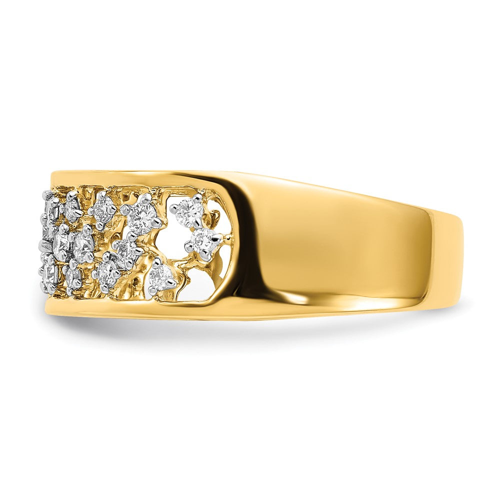 14k Polished Diamond Cluster Center Ring