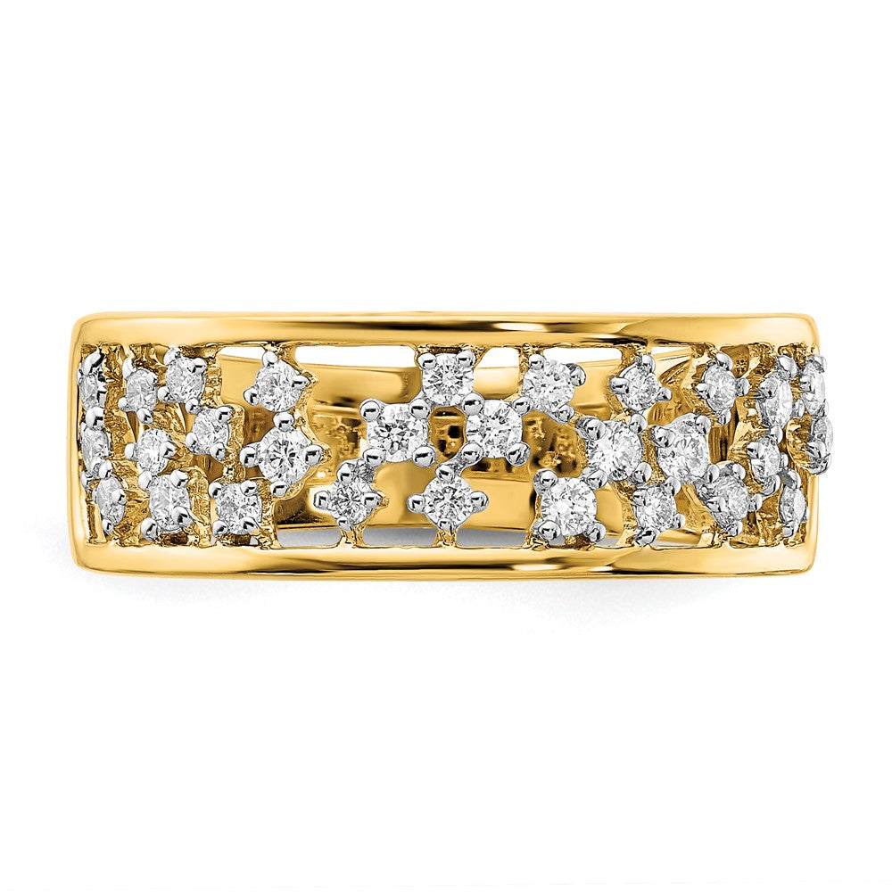 14k Polished Diamond Cluster Center Ring