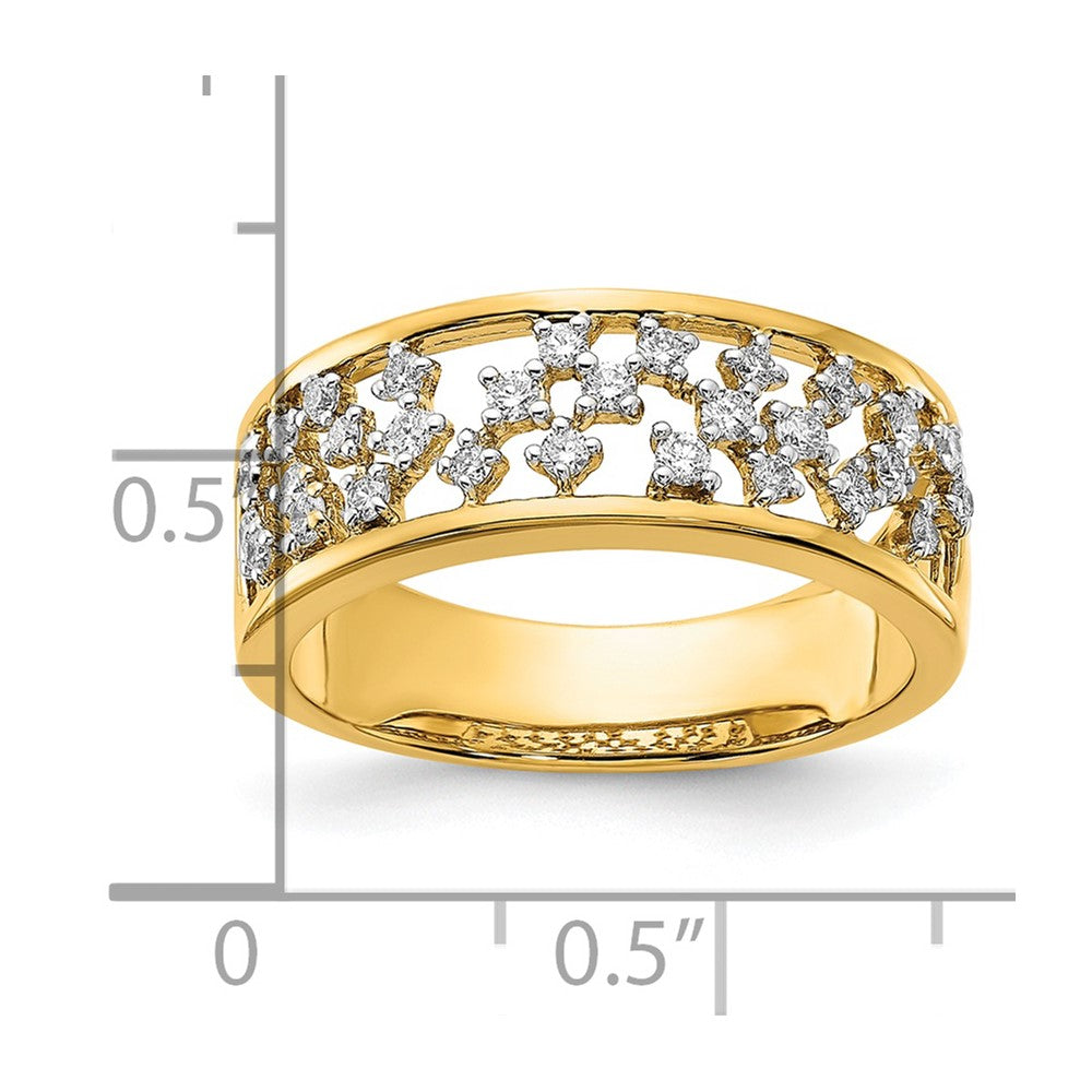 14k Polished Diamond Cluster Center Ring