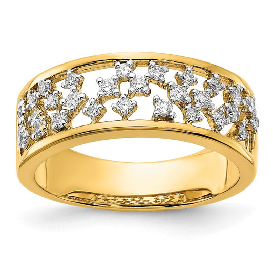 14k Polished Diamond Cluster Center Ring