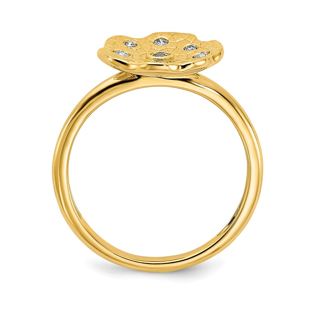 14k Polished and Textured Diamond Circle Ring