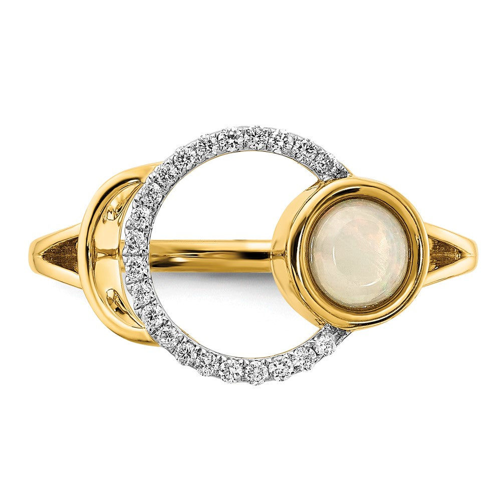 14k Polished Diamond & Opal Circle Ring