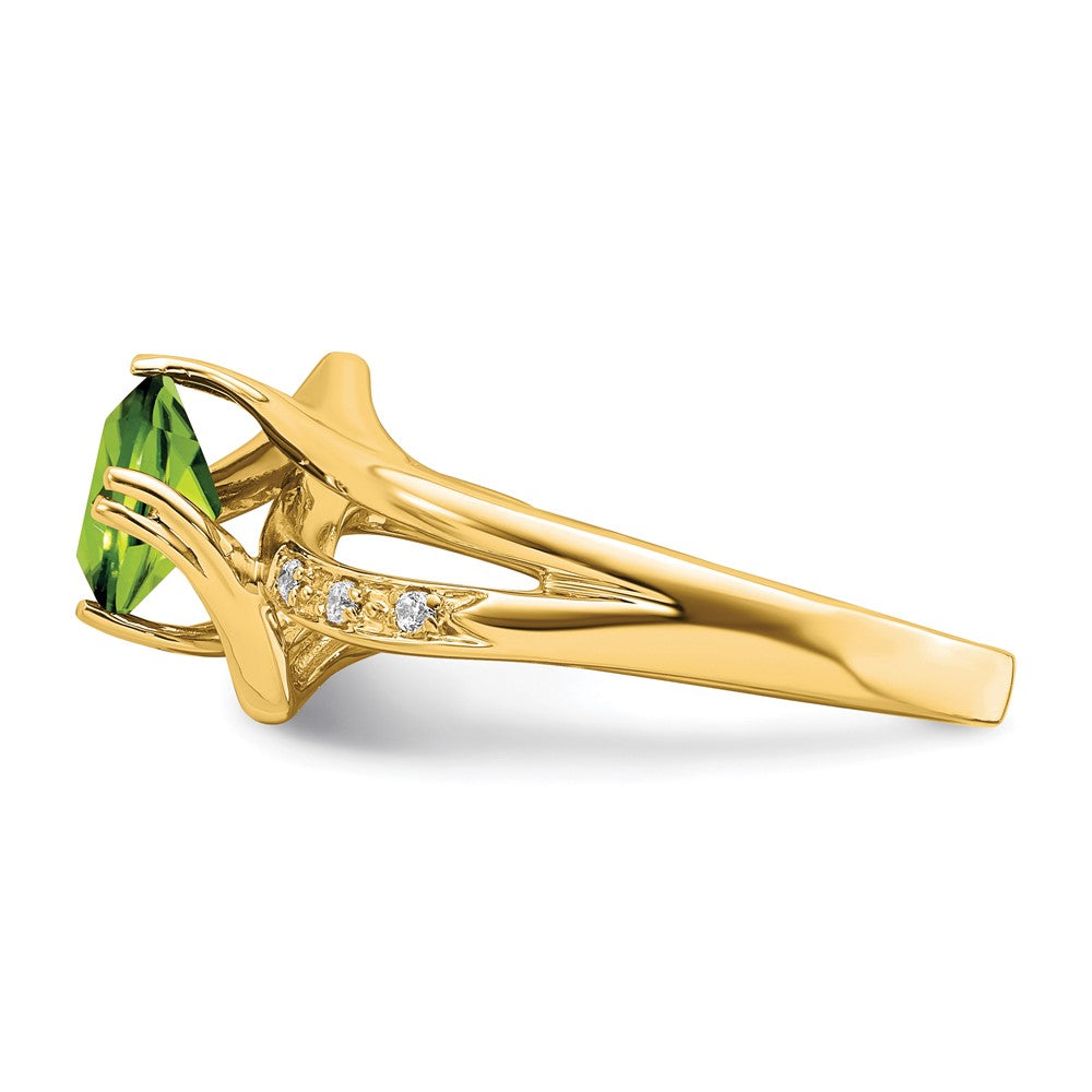 14k Peridot and Diamond Ring
