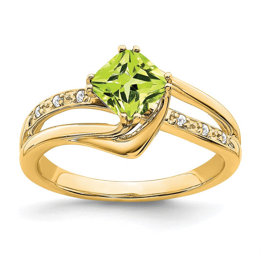 14k Peridot and Diamond Ring