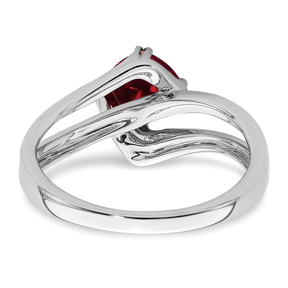 14k White Gold Created Ruby and Diamond Ring