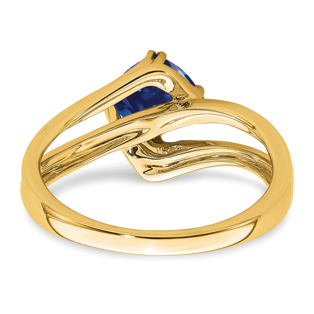 14k Created Sapphire and Diamond Ring