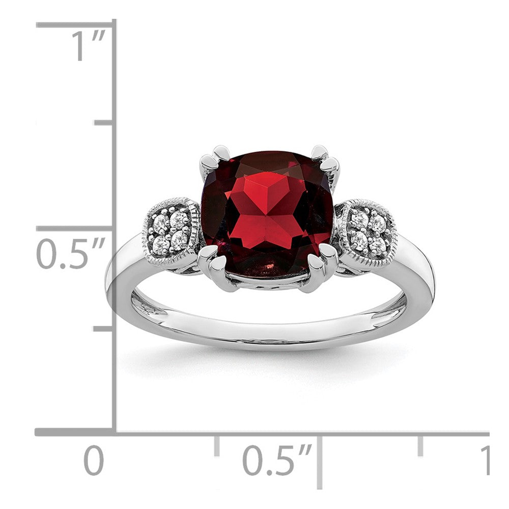 14k White Gold Garnet and Diamond Ring
