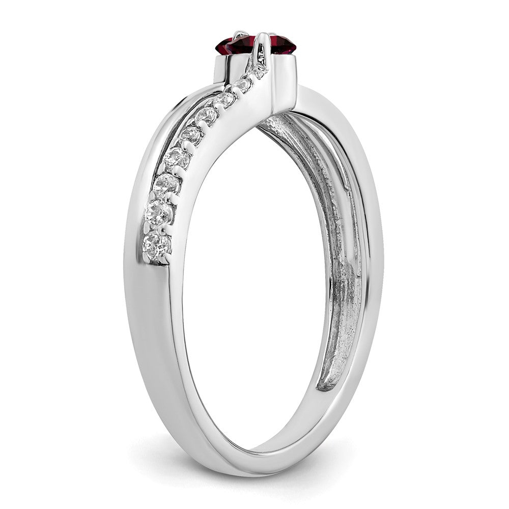 14k White Gold Garnet and Diamond 2-stone Ring