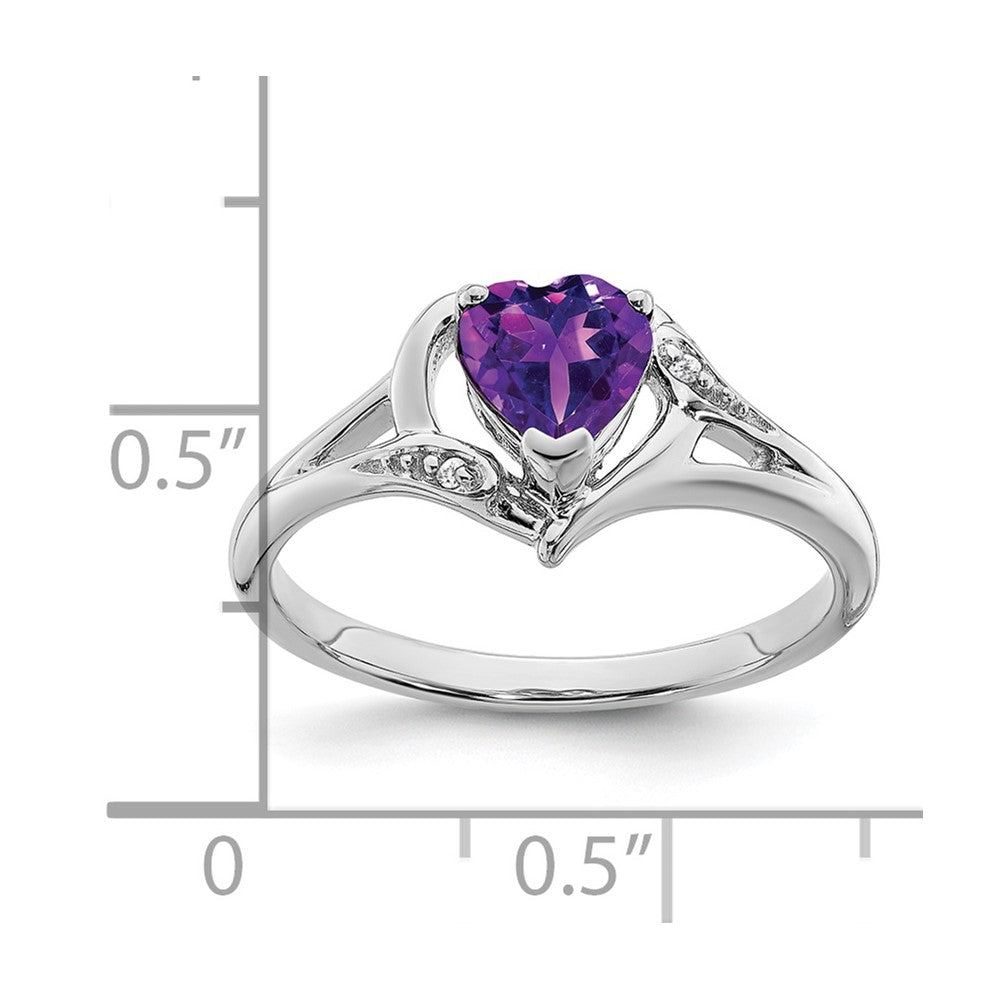 14k White Gold Amethyst and Diamond Heart Ring