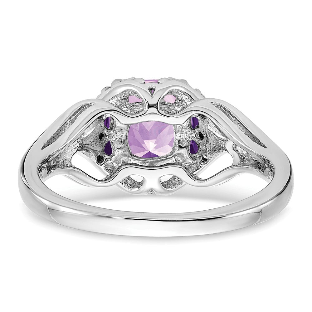 14k White Gold Amethyst and Diamond Ring