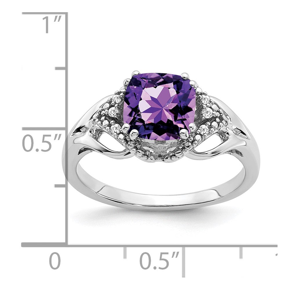 14k White Gold Amethyst and Diamond Ring