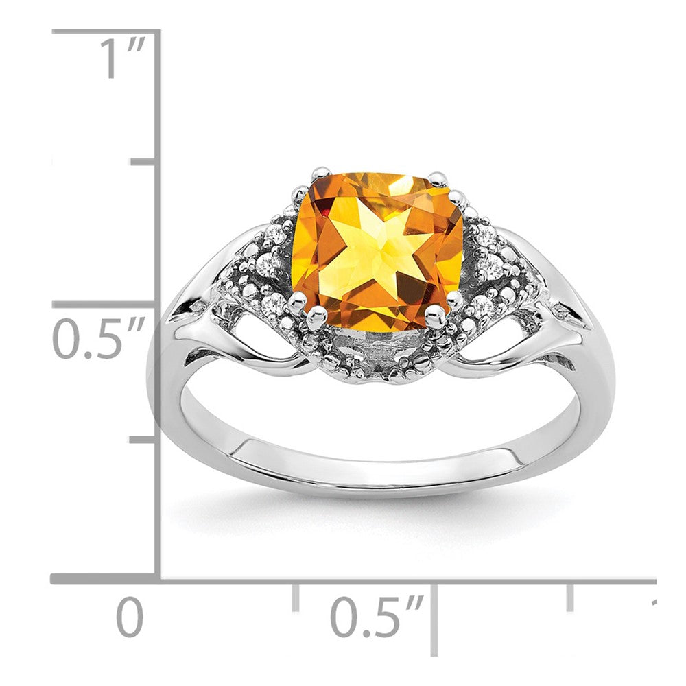 14k White Gold Citrine and Diamond Ring