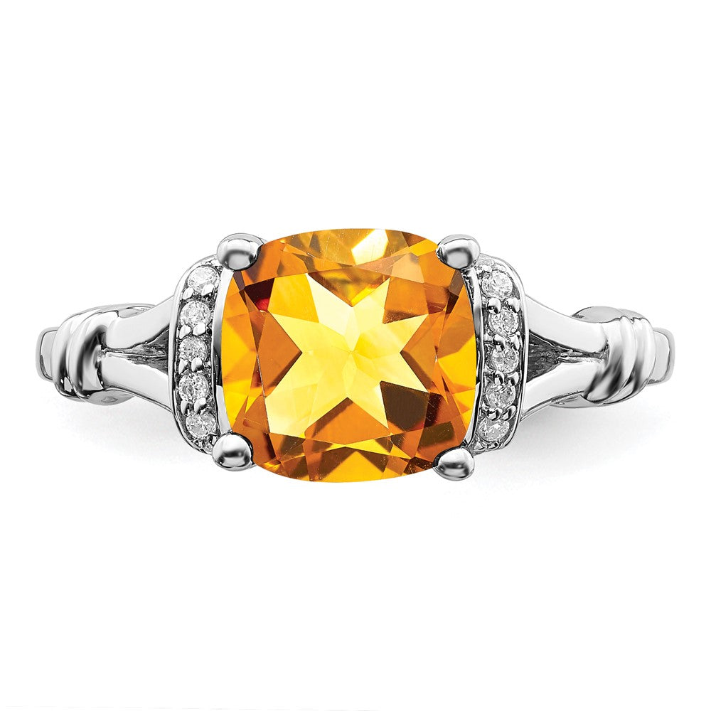 14k White Gold Citrine and Diamond Ring