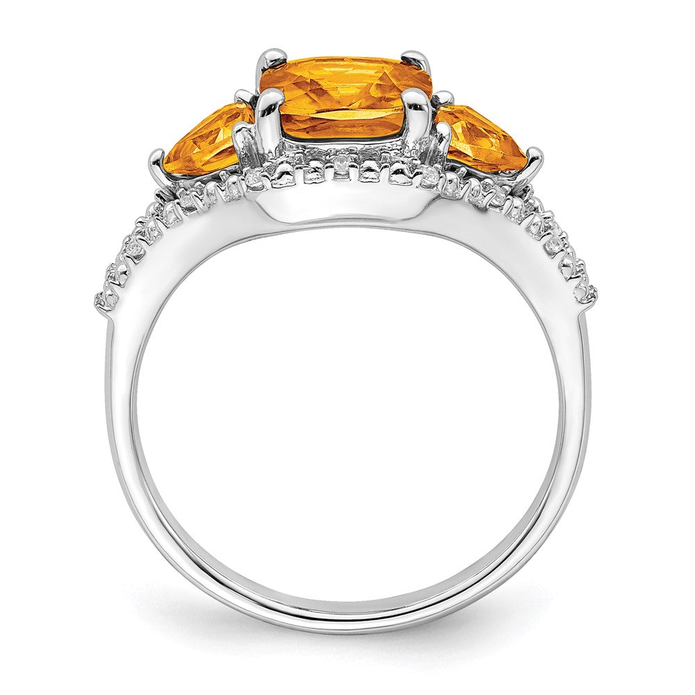 14k White Gold Citrine and Diamond Ring