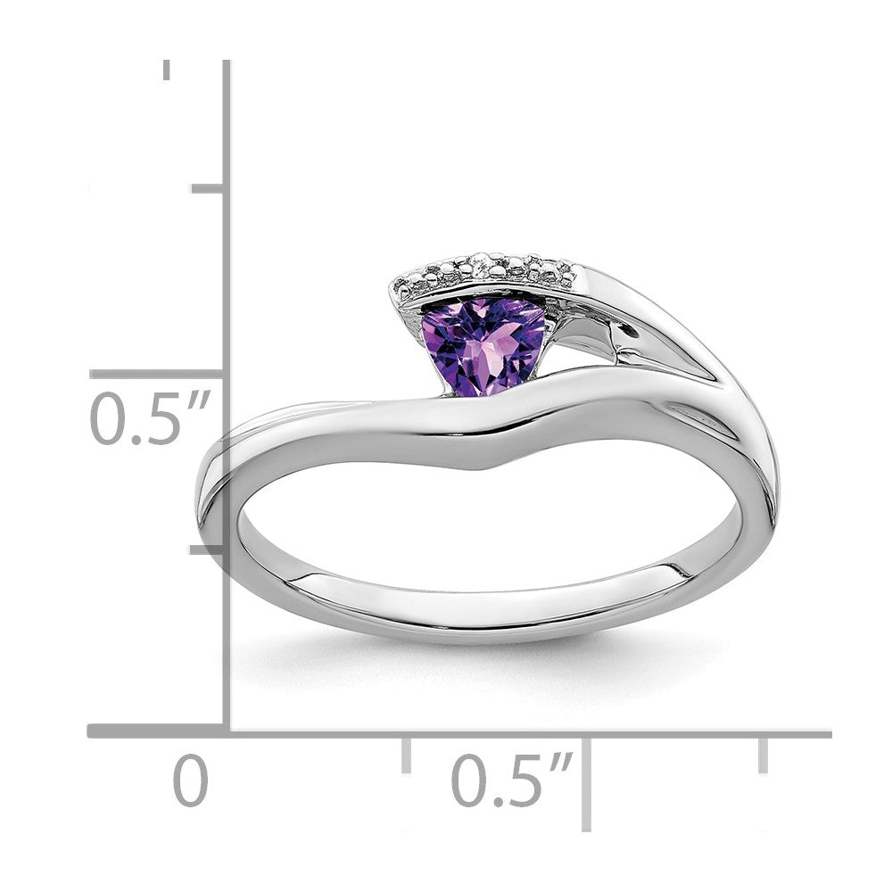 14k White Gold Trillion Amethyst and Diamond Ring