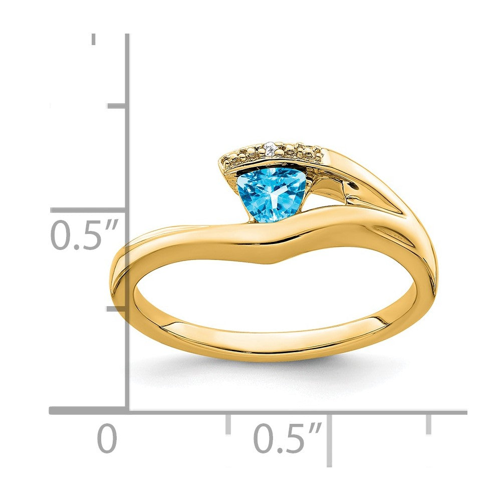 14k Trillion Blue Topaz and Diamond Ring