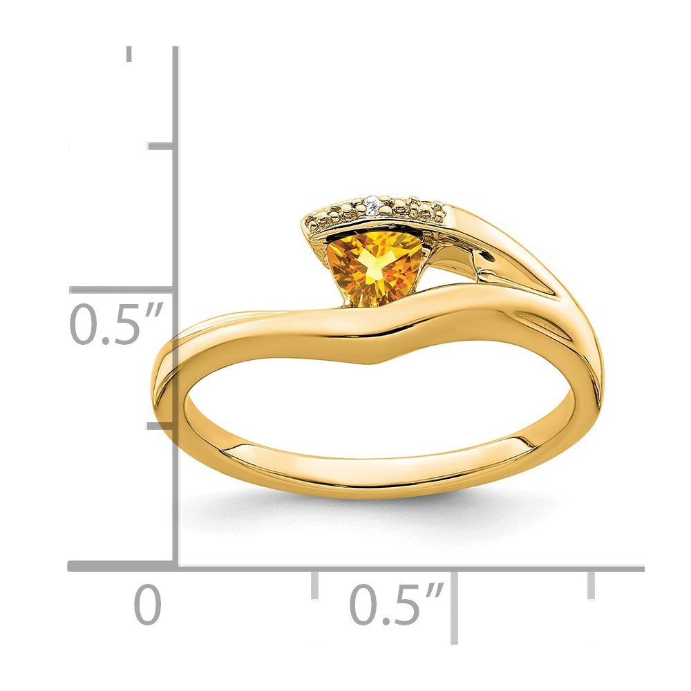 14k Trillion Citrine and Diamond Ring
