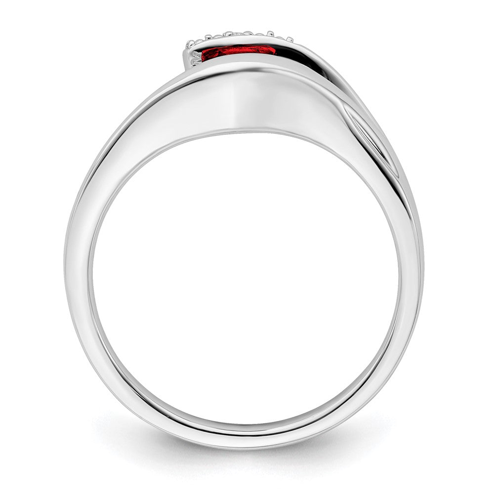 14k White Gold Trillion Garnet and Diamond Ring