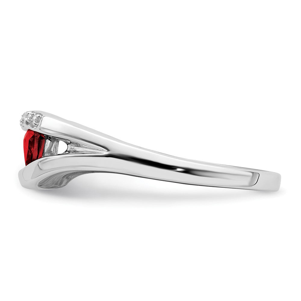 14k White Gold Trillion Garnet and Diamond Ring
